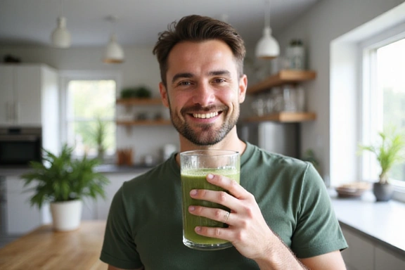 Čovjek pije prirodni smoothie